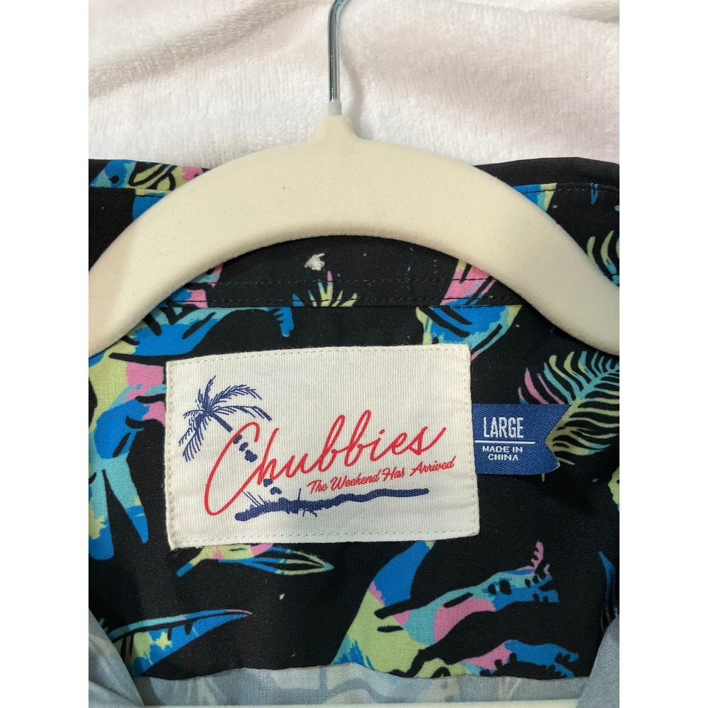 Chubbies Weekend Wear Dinosaur Print Shirt Mens Large Black S/S Retired Popover - Picture 3 of 11